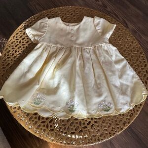 b.t. kids Vintage Baby Dress | Buttercream Yellow Embroidered Floral